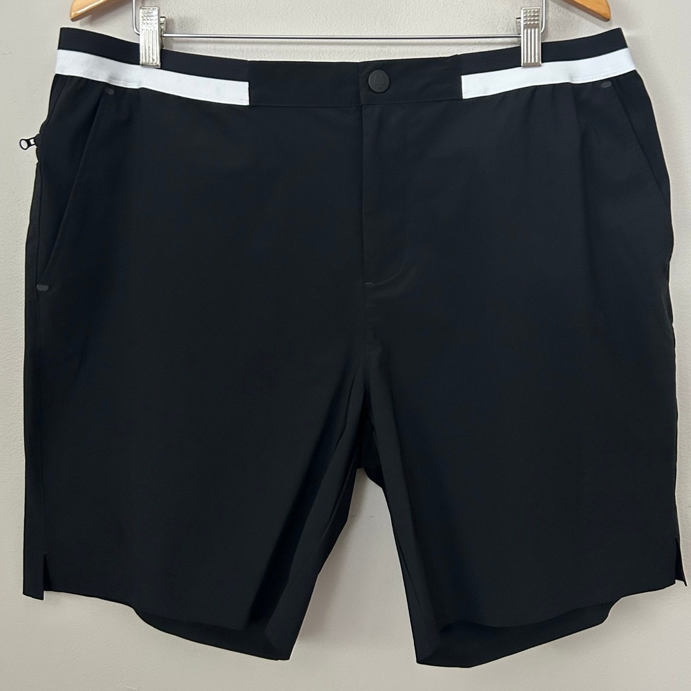 Greyson Shorts Mens 40 Black White Rally Performance Golf Stretch Activewear